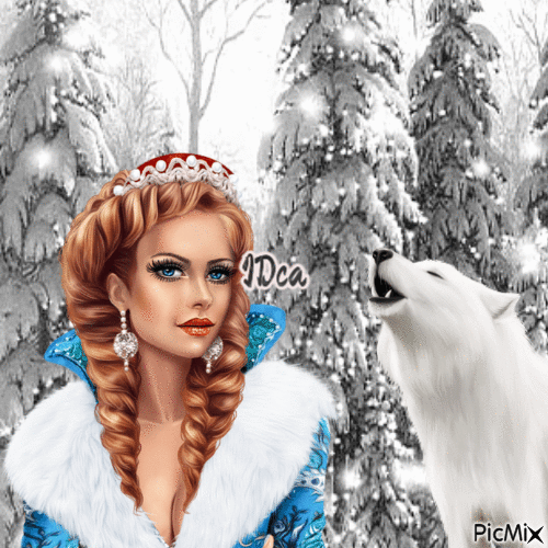 Reine des neiges et le loup - Gratis animerad GIF