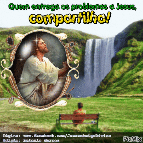 Quem entrega os problemas a Jesus, compartilha! - GIF animado grátis