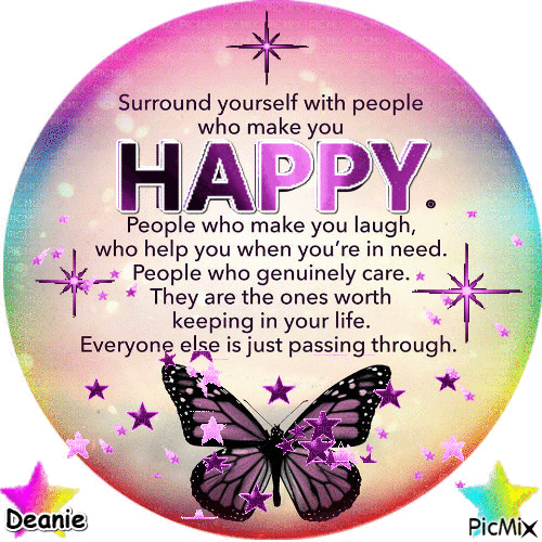 Saying: Surround Yourself With Happy People - Gratis animeret GIF