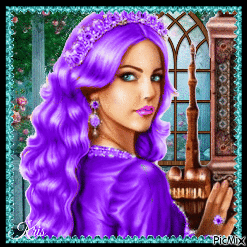 Princesse des fées en turquoise et violet - Ücretsiz animasyonlu GIF