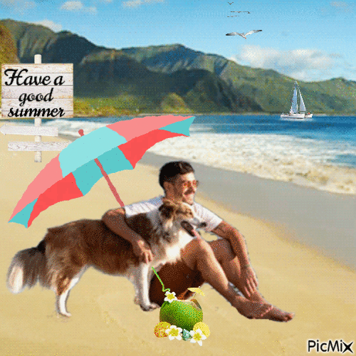 hombre y su perro - Darmowy animowany GIF