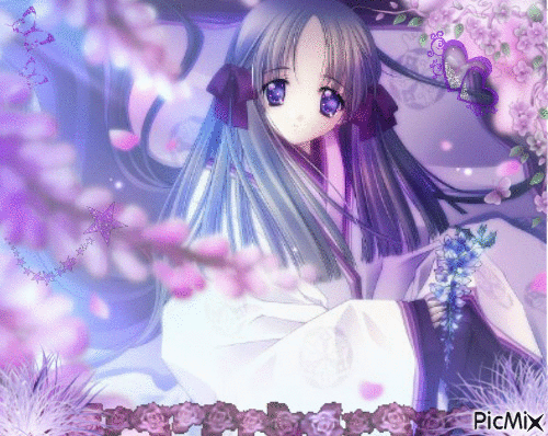 fille violette - 無料のアニメーション GIF