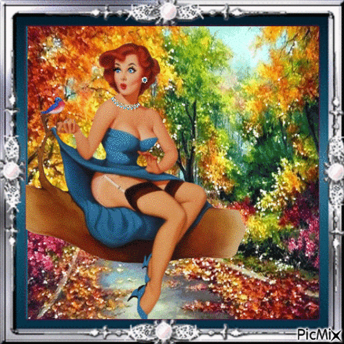 October Vintage Pinup - Free animated GIF