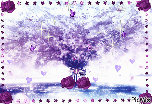 under the purple tree🔮 - 無料のアニメーション GIF
