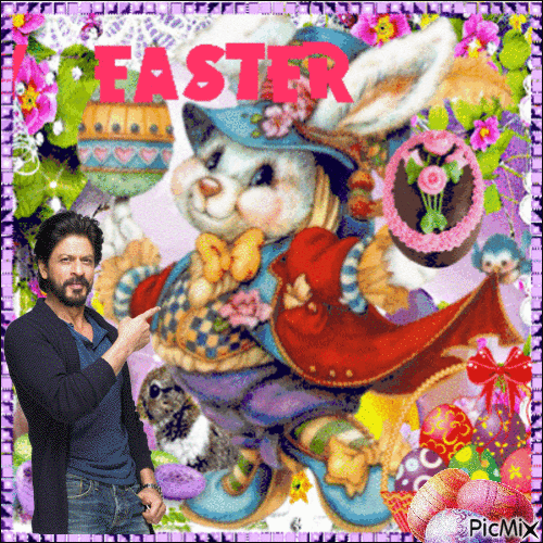Shahrukh Khan in Easter or spring style - Безплатен анимиран GIF
