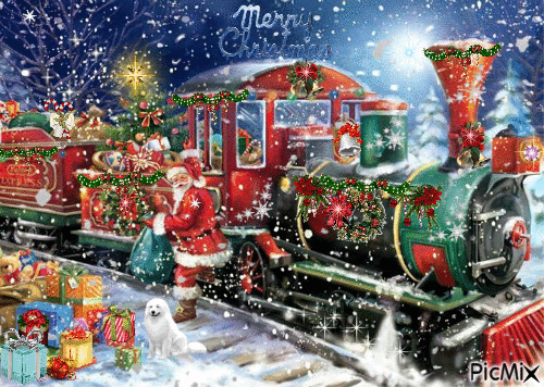 Santa's Train - Free animated GIF