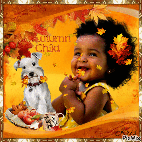 Enfant heureux d'automne - GIF animasi gratis