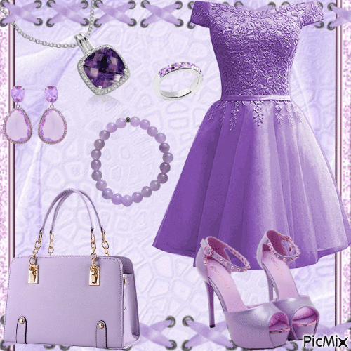 Lilac Look With Accessories - 免费动画 GIF