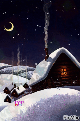 Winter night - GIF animé gratuit