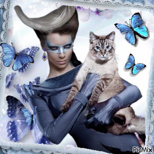 La jeune fille et son chat,nath - Δωρεάν κινούμενο GIF