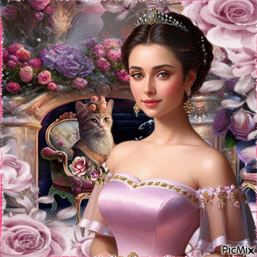 Une princesse et des roses - GIF animado gratis