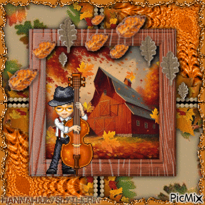 {♫}Musician and Autumn Leaves{♫} - Darmowy animowany GIF