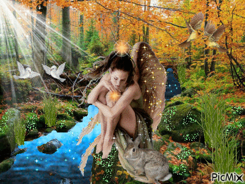 Guardian Angel in the forest - GIF animado gratis