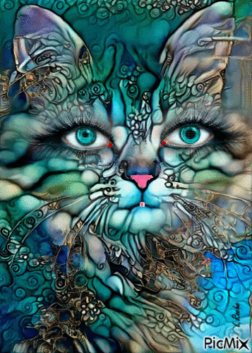 Gato azul - Gratis animeret GIF