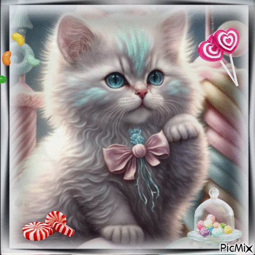 chat et des bonbon - Безплатен анимиран GIF