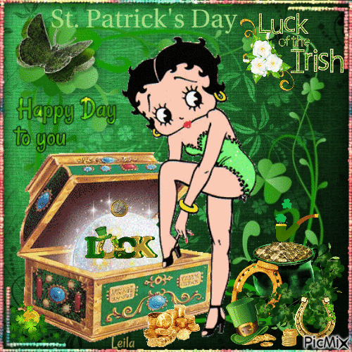 Betty. St. Patricks Day. Happy Day to you. Luck - GIF animado grátis