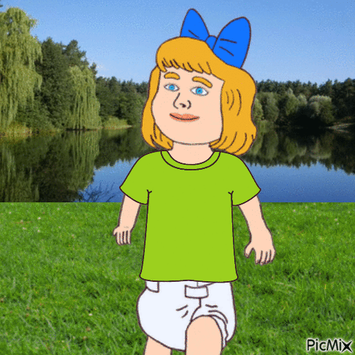 Baby and lake - Безплатен анимиран GIF