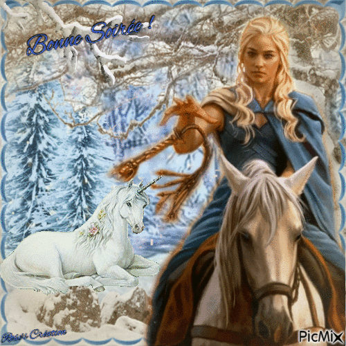 Concours : Femme avec des chevaux en hiver - Fantasy - GIF animé gratuit