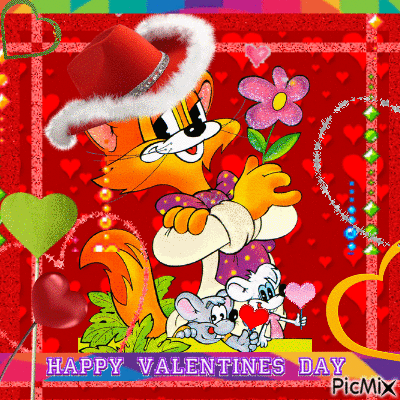 cat n mouse valentines day - Free animated GIF