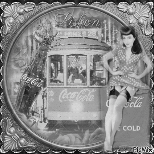 Coca Cola Lisbon tramway - GIF animasi gratis