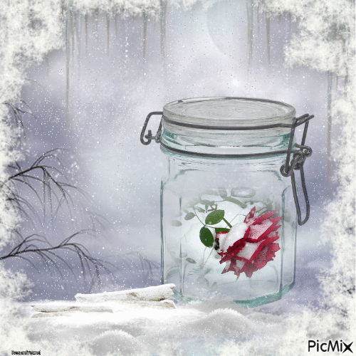 Winterblume im Einmachglas - GIF animé gratuit