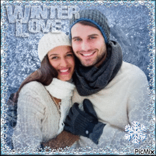 Lovers in the snow - GIF animé gratuit
