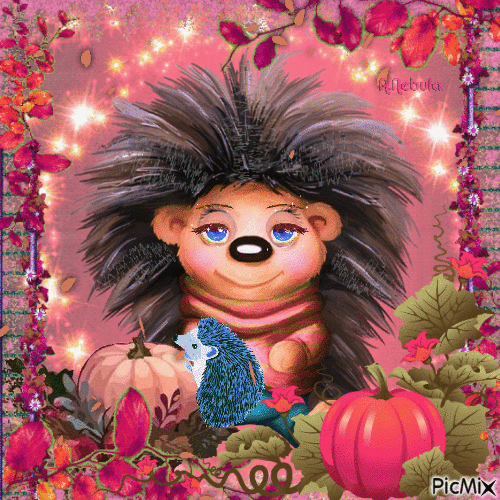 Hedgehogs in Autumn-contest - Безплатен анимиран GIF