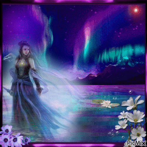 Aurora boreal en el firmamento.. - GIF animado grátis