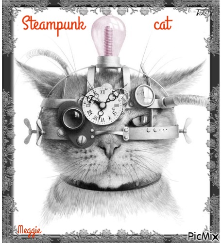 Steampunk cat - PNG gratuit