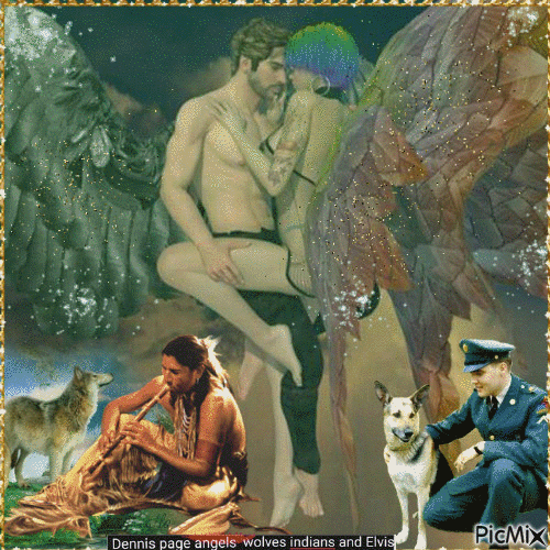 DENNIS PAGE ANGELS WOLVES INDIANS AND ELVIS - Бесплатни анимирани ГИФ