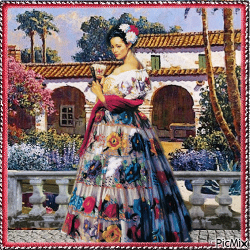 Frau der Welt... Mexikanerin in traditionellem Kleid - GIF animado grátis