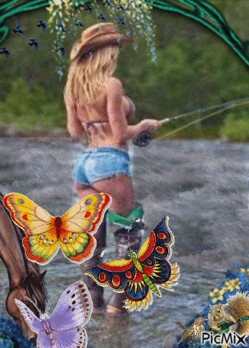 Woman In Waders - GIF animado grátis
