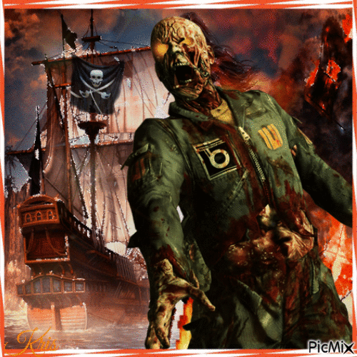 Le capitaine zombie - GIF animate gratis