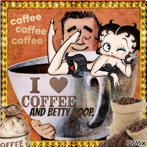 BETTY BOOP AND COFFEE - Бесплатный анимированный гифка