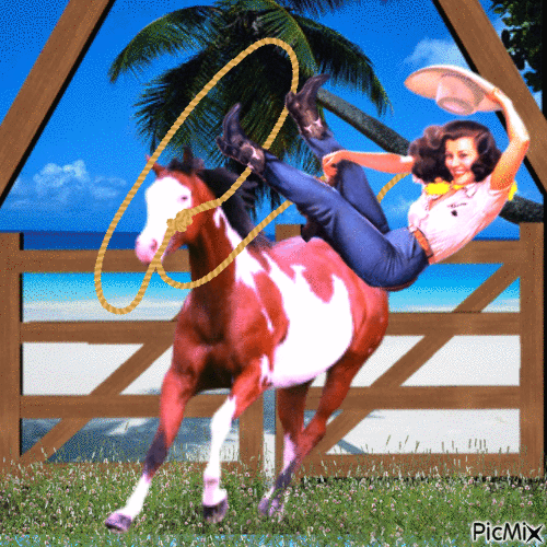 Woman and horse - Gratis animerad GIF
