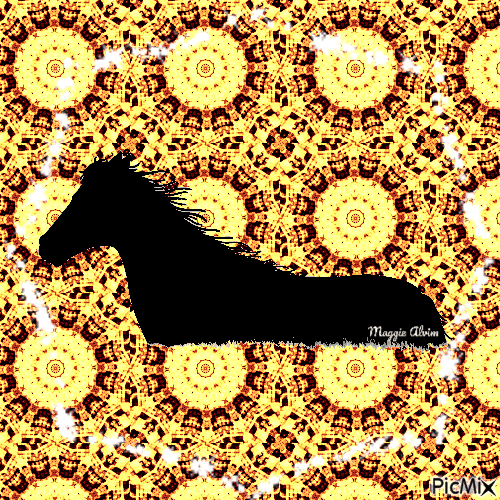 Cavalo negro - GIF animado grátis