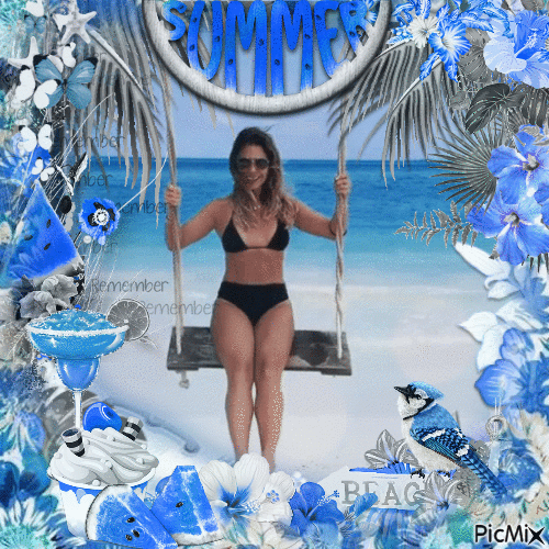 Woman on swing in The Summer - GIF animate gratis