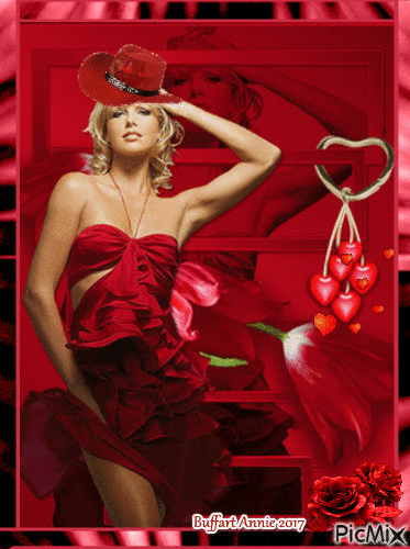 blonde au chapeau rouge - Bezmaksas animēts GIF