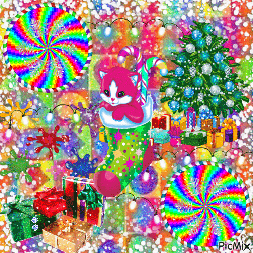 Very Merry Christmas Kitty - Free animated GIF