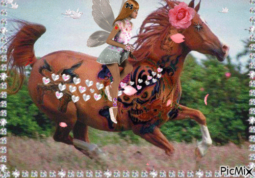Horse in Summer - GIF animé gratuit