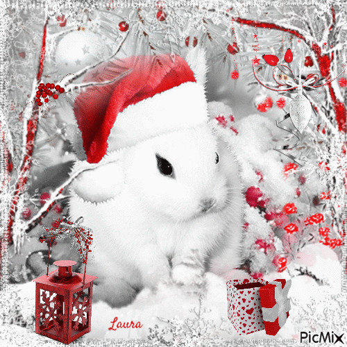 Christmas bunny Laurachan - GIF animé gratuit