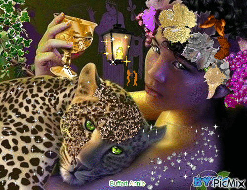 léopard et l'enfant - Gratis animerad GIF