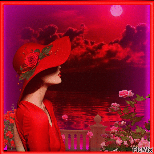 mysterious woman in red - Free animated GIF