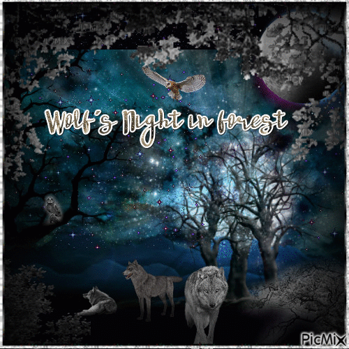 Wolf´s Night in forest - Бесплатни анимирани ГИФ