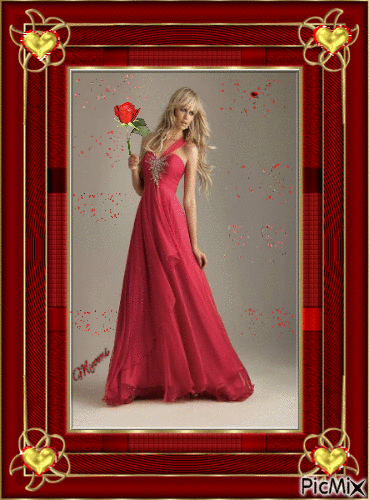 femme et une rose - Δωρεάν κινούμενο GIF