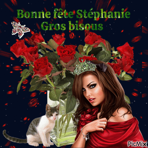 Bonne fête Stéphanie ,bisous - Безплатен анимиран GIF