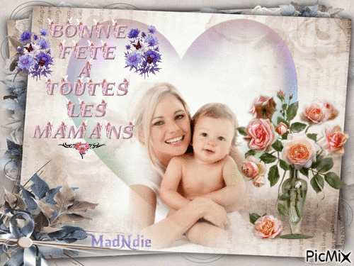 bonne fête à toutes les mamans - Δωρεάν κινούμενο GIF