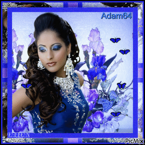 Oriental beauty in blue - Безплатен анимиран GIF