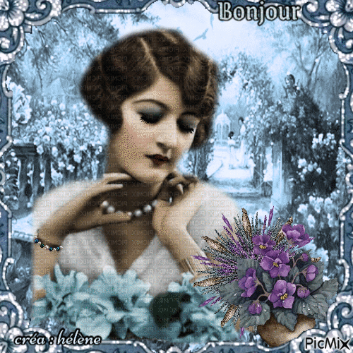 "Dame glamour et fleurs" - Free animated GIF