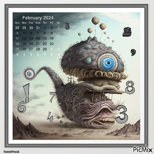 Ungewöhnlicher Februar-Kalender - GIF animasi gratis